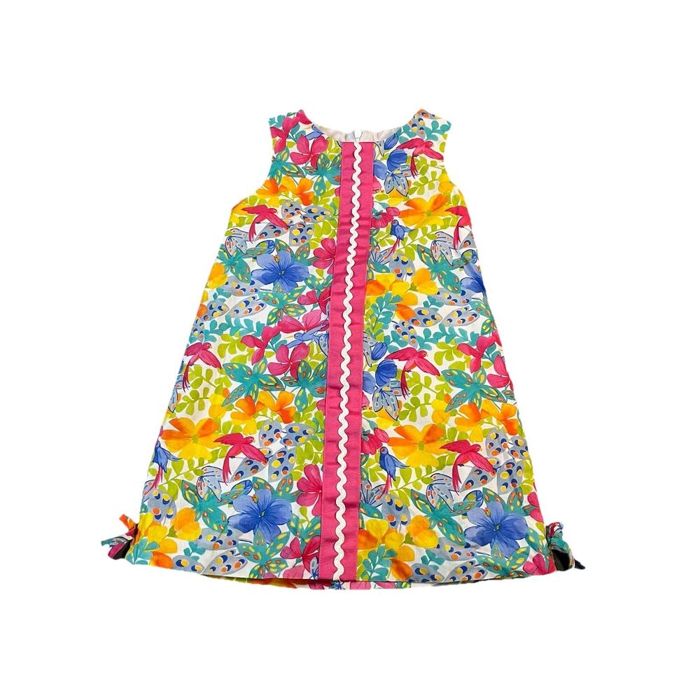 Florence Eiseman Pink Blue Yellow Floral Sleeveless Dress Girl’s Size 4 Lined
